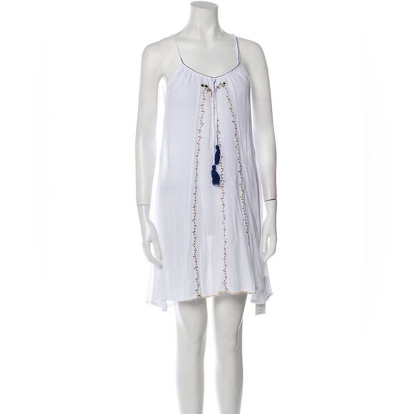 LETARTE Scoop Neck Knee-Length white Dress 100% rayon Sz M - Picture 1 of 14